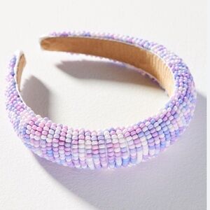 Anthropologie beaded puffy headband purple new without tags